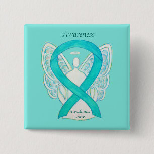 Badge Carré 5 Cm Myasthenia Gravis Sensibilisation Angel Ruban Art