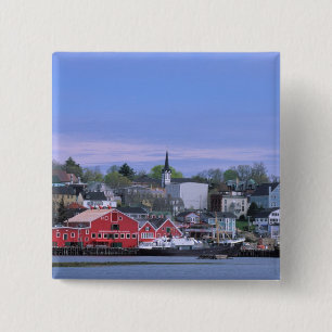 Badge Carré 5 Cm N.A. Canada, Nouvelle-Écosse. Une vue de Lunenburg