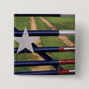 Badge Carré 5 Cm N.A., États-Unis, Texas, lac Buchanan, drapeau du