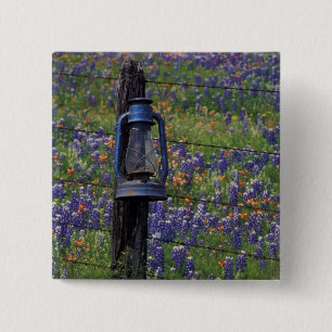 Badge Carré 5 Cm N.A., États-Unis, Texas, Llano, Lanterne bleue et