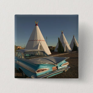 Badge Carré 5 Cm Na, Etats-Unis, Arizona, itinéraire 66, tipi de