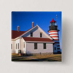 Badge Carré 5 Cm NA, États-Unis, Maine. Phare de West Quoddy à pro