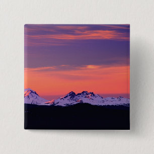 Badge Carré 5 Cm NA, États-Unis, Oregon, The Three Sisters Mountain