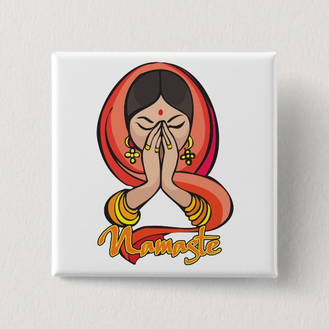 Badge Carré 5 Cm Namaste indou (Devant)
