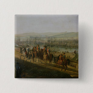 Badge Carré 5 Cm Napoleon Bonaparte visitant le camp à