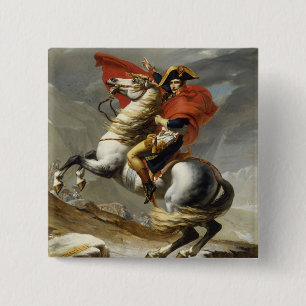 Badge Carré 5 Cm Napoléon croisant le passage grand de St Bernard