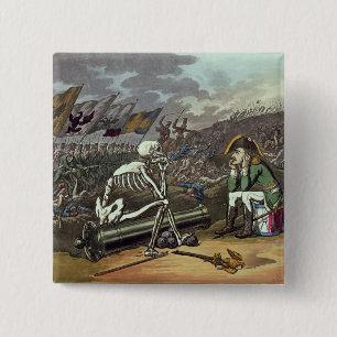 Badge Carré 5 Cm Napoléon et squelette, 18ème