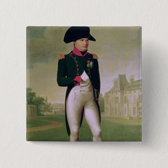Badge Carré 5 Cm Napoléon I devant le château de Malmaison (Devant)