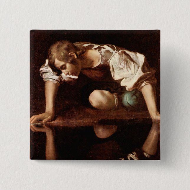Badge Carré 5 Cm Narcisse par Caravaggio (Devant)
