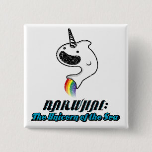 Badge Carré 5 Cm Narwhal : La licorne de la mer