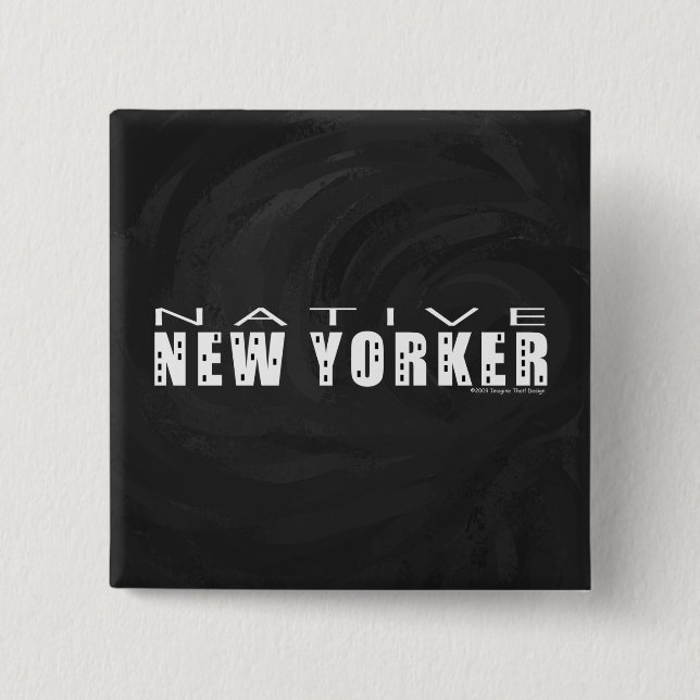 Badge Carré 5 Cm Natif New Yorkais noir (Devant)