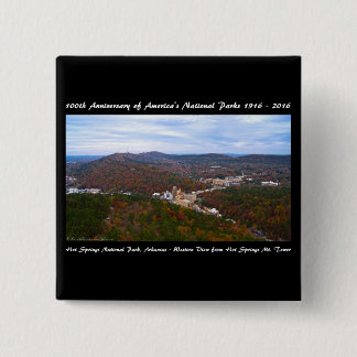 Badge Carré 5 Cm National Park Anniversary Hot Springs Vue d'automn
