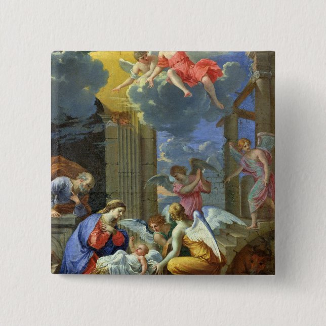 Badge Carré 5 Cm Nativité, 1667 (Devant)