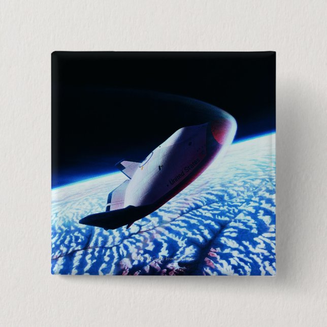 Badge Carré 5 Cm Navette spatiale 3 (Devant)