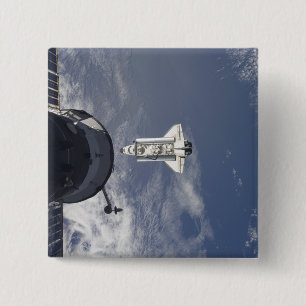 Badge Carré 5 Cm Navette spatiale l'Atlantide et un vaisseau