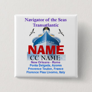 BADGE CARRÉ 5 CM NAVIGATEUR DU BOUTON NOMMÉ D'ÉTIQUETTE DE MERS