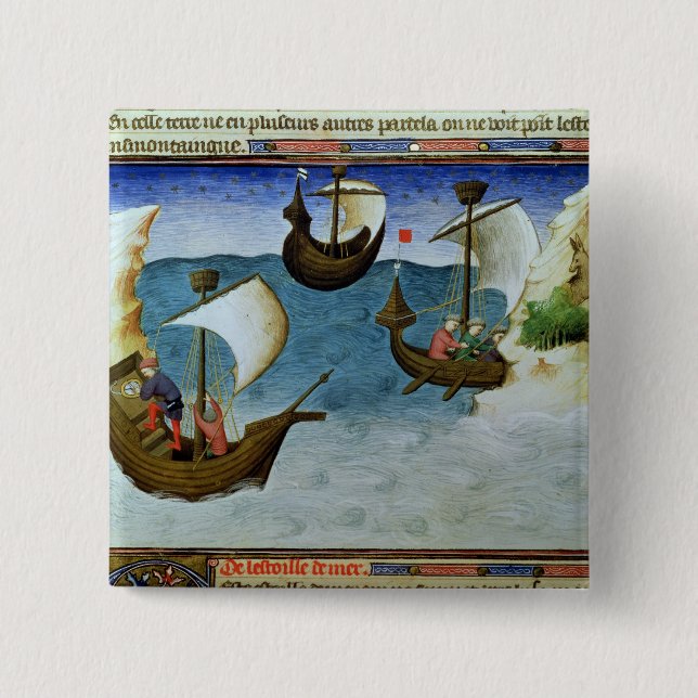 Badge Carré 5 Cm Navigateurs à l'aide d'un astrolabe (Devant)