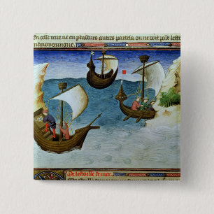 Badge Carré 5 Cm Navigateurs à l'aide d'un astrolabe