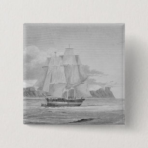Badge Carré 5 Cm Naviguant par la jeune glace, septembre 1824, de