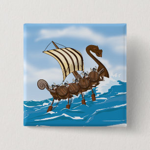 Badge Carré 5 Cm Navire Viking