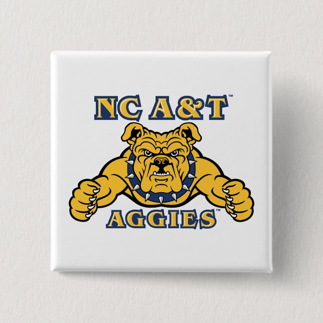 Badge Carré 5 Cm NC A&T Agences | Aggie Bulldog (Devant)