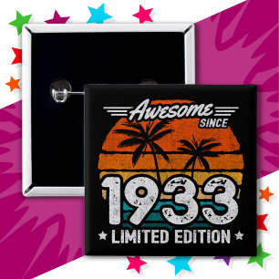 Badge Carré 5 Cm Né 1933 Limited Edition Retro Awesome depuis 1933