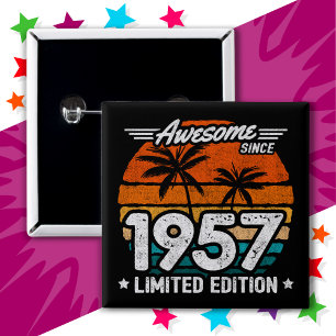 Badge Carré 5 Cm Né 1957 Limited Edition Retro Awesome depuis 1957