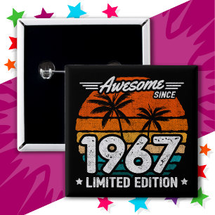 Badge Carré 5 Cm Né 1967 Limited Edition Retro Awesome depuis 1967