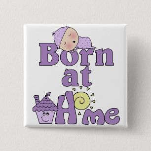 Badge Carré 5 Cm Né À La Maison Bébé Dormir Fille