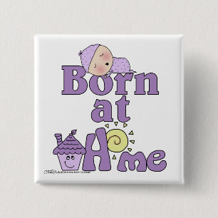 Badge Carré 5 Cm Né À La Maison Bouton Bébé Dormir Fille Bébé