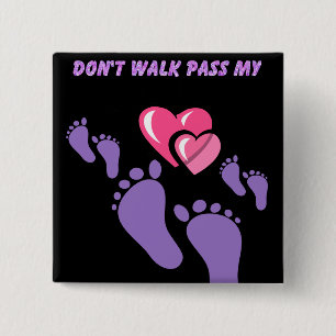 Badge Carré 5 Cm Ne marche pas passer mon coeur_Button_by Elenne Bo