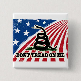Badge Carré 5 Cm Ne me touchez pas, drapeau de Gadsden, bleu rouge