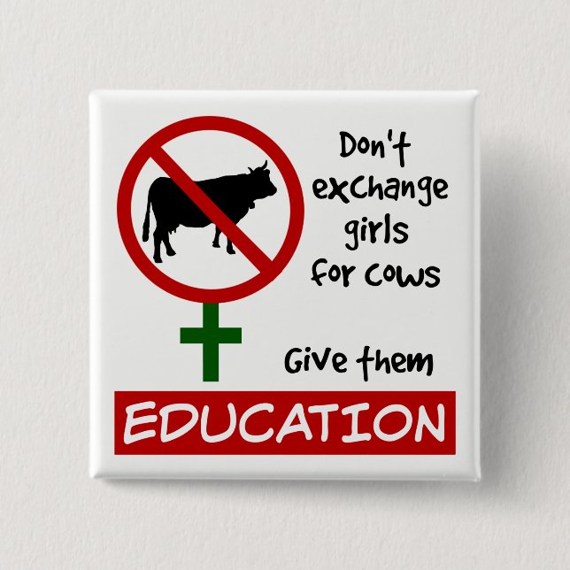 Badge Carré 5 Cm Ne pas échanger des filles contre des vaches, leur (Devant)