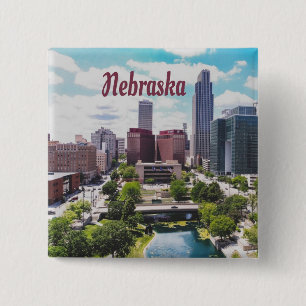 Badge Carré 5 Cm Nebraska City Skyline Omaha