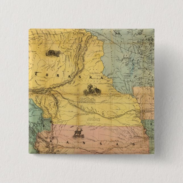 Badge Carré 5 Cm Nebraska et Kansas 2 (Devant)