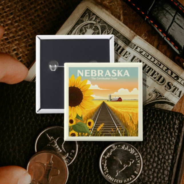 Badge Carré 5 Cm Nebraska vintage (Créateur téléchargé)