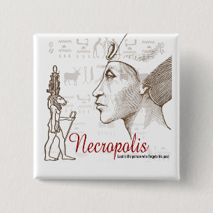 Badge Carré 5 Cm Necropolis Ville Égyptienne Du Bouton Mort