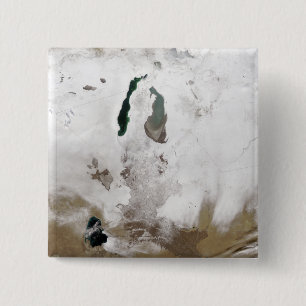 Badge Carré 5 Cm Neige autour de la mer d'Aral