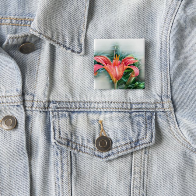 Badge Carré 5 Cm nénuphar (En situation)