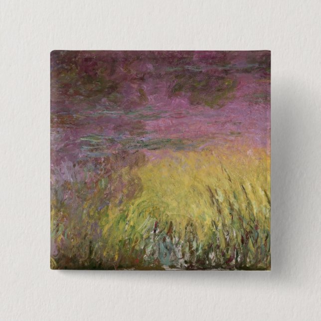 Badge Carré 5 Cm Nénuphars de Claude Monet | au coucher du soleil (Devant)