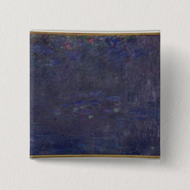 Badge Carré 5 Cm Nénuphars de Claude Monet | : Réflexions des (Devant)