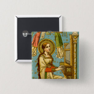 Badge Carré 5 Cm NéoGothique Ste Cecilia de Rome (détail; BNG 02)
