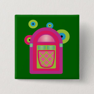 Badge Carré 5 Cm Neon Jukebox