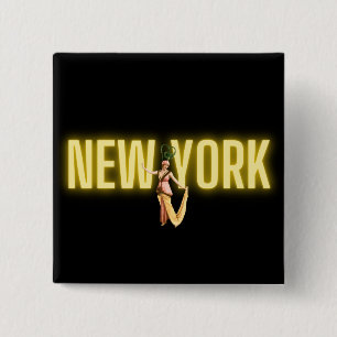 Badge Carré 5 Cm Neon New York & Beautés Vintage