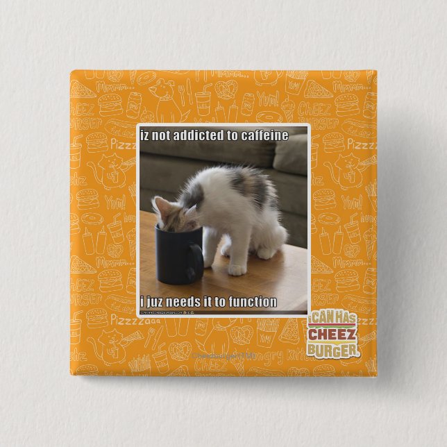 Badge Carré 5 Cm N'est pas dépendant à la caféine (Devant)