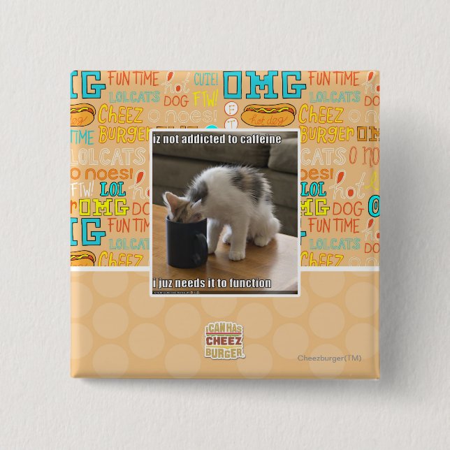 Badge Carré 5 Cm N'est pas dépendant à la caféine (Devant)