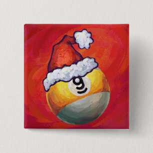 Badge Carré 5 Cm Neuf boule à Santa Hat sur Rouge
