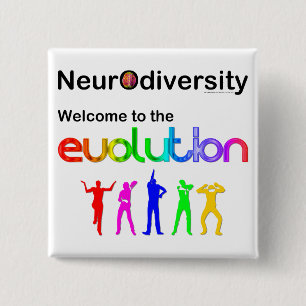 Badge Carré 5 Cm Neurodiversité Bienvenue dans l'Évolution