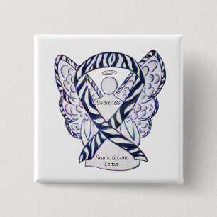 Badge Carré 5 Cm Neuroendocrine Cancer Sensibilisation Ruban Angel 