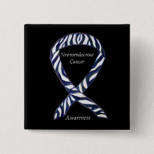 Badge Carré 5 Cm Neuroendocrinien Cancer Sensibilisation Ruban Pers
